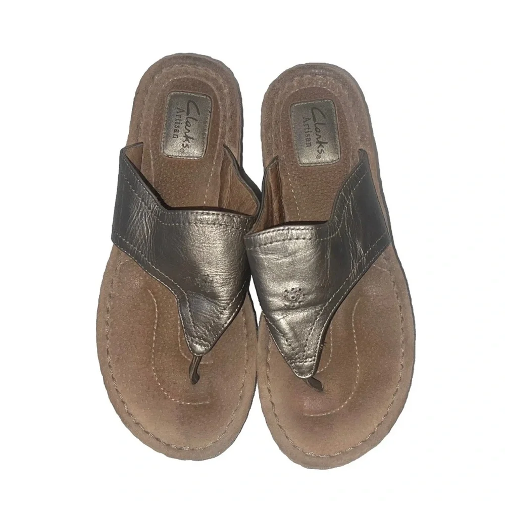 Clarks Artisan Latina Samba Wedge Thong Sandals Sz 9